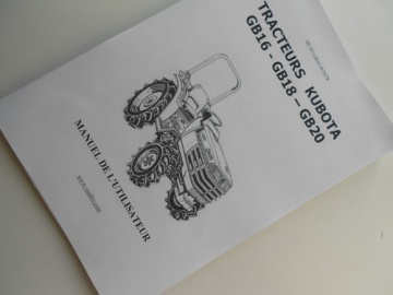 Operator's manual Kubota in French - Kubota : GB16(F), GB18(F), GB20(F)
