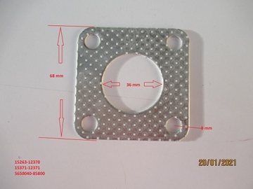 Manifold exhaust gasket - Iseki : TU, TU120, TU130, TU140, TU150, TU160, TU170, TU1400, TU1500, TU1600, TU PP, TX, TX145, TX155, TX1210, TX1300, TX1410, TX1510, TX2140, TX2160
Kubota : B-10, B1200, B1400, B1402, B1500, B1502, B1702, B1902, B5001, B5100, B6001, B6100, B7001, B7100, L1802, L2002, L2202, L2402
Zen-Noh : ZB1200, ZB1400, ZB1402, ZB1500, ZB1502, ZB1600, ZB1702, ZB1902, ZB5001, ZB5100, ZB6001, ZB6100, ZB7001, ZB7100

