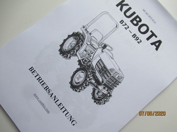 Operator's manual Kubota in German - Kubota : B72, B92
