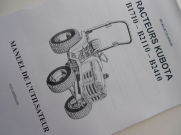 Operator's manual Kubota in French - Kubota : B1710, B2110, B2410
