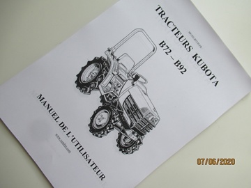 Operator's manual Kubota in French - Kubota : B72, B92
