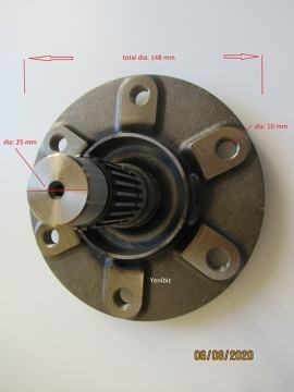 Wheel hub Kubota front axle - Kubota : A15, A17, A19, Aste, GB16(F), GB18(F), GB20(F), GB160, GB180, GB200, GL19, GL21, GL23, GL200, GL201, GL220, GL221, GL240, GL241, GT3, GT5, GT8, GT19, GT21, GT23
